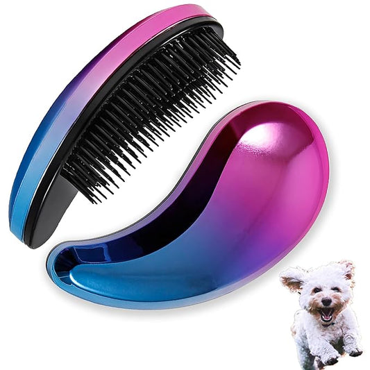 Small Dog Brush, Soft Pet Grooming Brush for Shih Tzus, Yorkies, Maltipoos, Maltese, Puppy Massaging Hair Brush, Cat Brush, for Small Animals Rabbits of All Hair Types (Gradient Color)