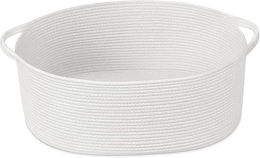 Goodpick Rope Baskets for Gifts Empty, 19.7" X 11" X 7.9" Large Woven Baskets for Baby Shower, Empty Gift Basket for Nursery Toy Storage, Dog Toy Basket for Living Room, White