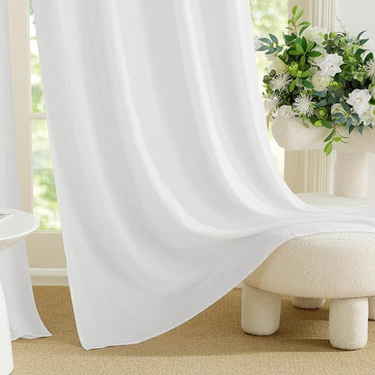 NICETOWN Off White Privacy Sheer Long Curtains 92 Inch Length for Bedroom Living Room 2 Panels Set Non-See-Through Semi Sheer Curtains Light Filtering Window Drapes, 42" W