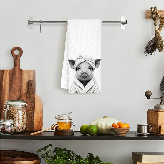 Funny Pig Bathroom Hand Towels, Pig Gifts for Women, Gifts for Animal Lovers, Rustic Farmhouse Farm Animal Decorative Hand Towels for Bathroom Decor, 16x24 Inch