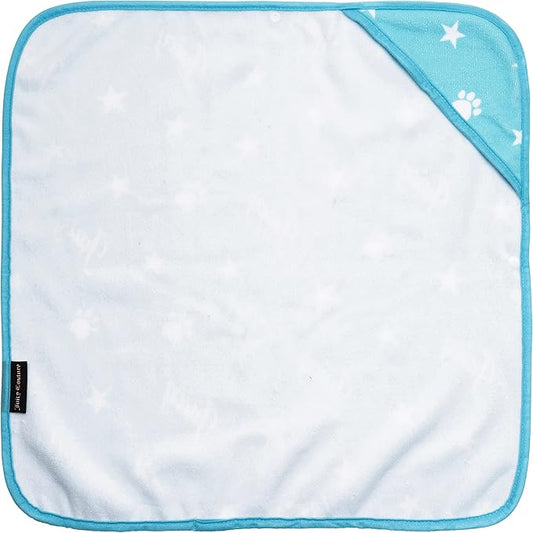 JUICY COUTURE Hooded Towel 100% Microfiber Dog & Cat Drying Towel with Hood & Snap Closure, Absorbent Quick Dry Machine Washable Hooded Towels (Turquoise Blue)