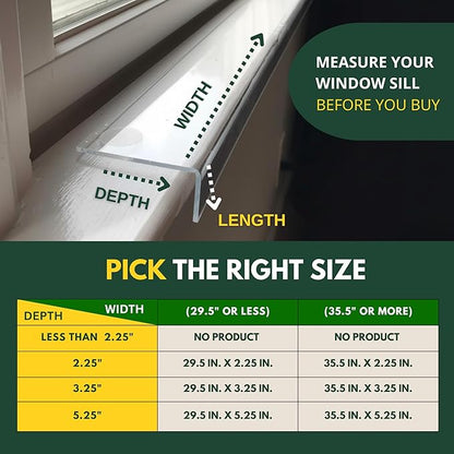 CLAWGUARD Plexiglass Window Sill Protector – Thick Crystal Clear Window Sill Cover & Extender – Window Ledge Protector for Dogs & Cats (35.5in. x 5.25in.)