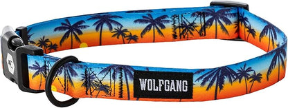 Wolfgang Heavy Duty, Adjustable Dog Collar with Quick Release Nylon Buckle for Walking & Training, SunsetPalms Print, Large