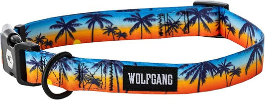 Wolfgang Heavy Duty, Adjustable Dog Collar with Quick Release Nylon Buckle for Walking & Training, SunsetPalms Print, Medium