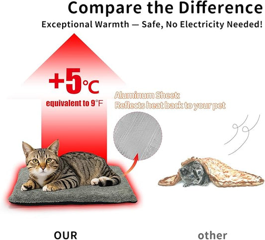 Self-Warming Cat Bed Pad, 4-Pack 30x20 inches Self-Heating Cat Bed Mat Thermal Blanket for Indoor Cats & Dogs