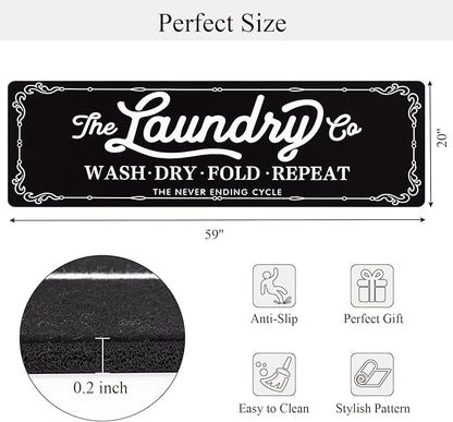 Pauwer Laundry Room Rug Runner 20"x60" Waterproof Rubber Laundry Mat Non Slip Kitchen Mats for Floor Washable Floor Mat Runner Rug for Farmhouse Mudroom Washroom Bathroom Decor