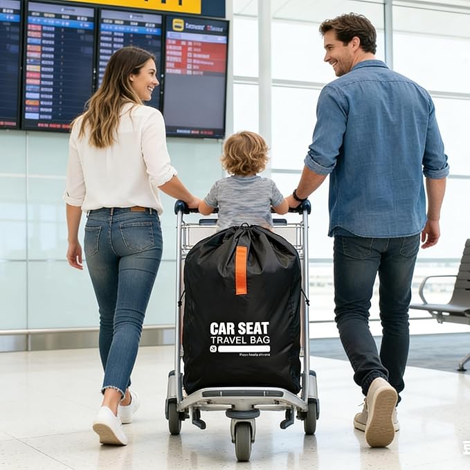 Car Seat Travel Bag for Airplane,Gate Check Storage Bag for Car Seat Airport,Universal Car Seat Bags Essentials for Air Travel,Perfect Family Vacations, and Parents with Infants, Black