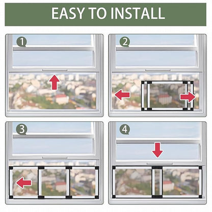 FLYZZZ 4 Packs Adjustable Window Screen Horizontal (15.74''H x 21''-40''W) Expandable Window Screen Medium Replacement for Home