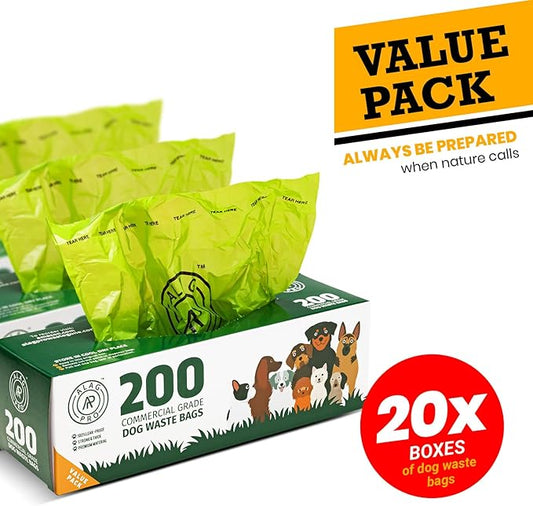 ALAGPRO® 4,000 Commercial Grade Dog Waste Station Refill Roll Bags, Fits Any Pet Waste Station - 45% Thicker than Competitor Bags - 20 Rolls of 200 Bags for Backyard, Parks & HOA's