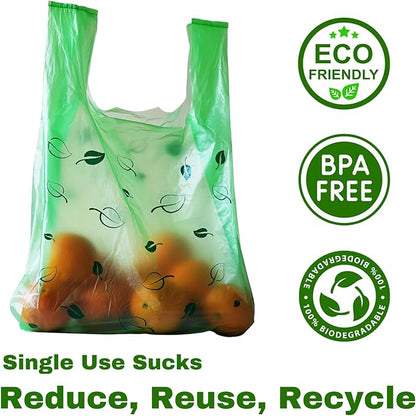T-shirt Biodegradable Green Plastic Bag (600 ct.) Small Can Liners Thank You Grocery Shooping Size Doggy Poop Bags Compatible with Arm & Hammer Swivel Bin & Rake pooper scooper Multipurpose Bags