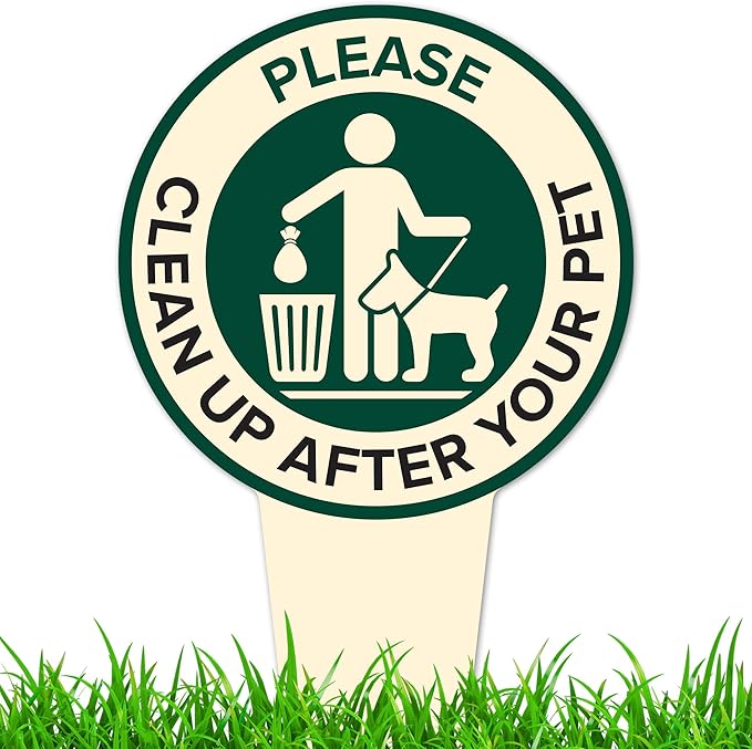 Please Clean Up After Your Pet Sign 7"x13", Heavy Duty Integrated Ground Stakes, No Poop Lawn Sign, Indoor/Outdoor Use, Rust Free Aluminum Composite, Made in USA by My Sign center