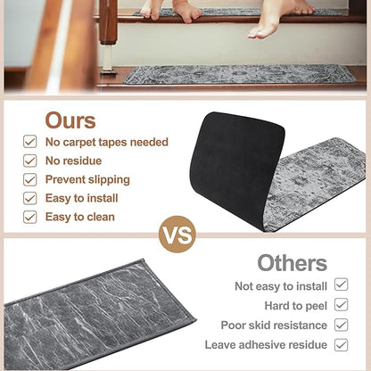 OJIA Stair Treads Non-Slip Landing Rug 31"x31" Matching Mat for Wooden Steps, Square Capet Stair Treads Rubber Backing Stair Runner Anti-Slip Stair Landing Mat