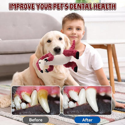 Plush Chew Toys for Large Dogs, Squeaky Dog Toys, Stuffed Animal Dog Plush Toy for Small Medium and Large Breed, Pet Toys for Dogs to Keep Them Busy, Interactive Tough Dog Toy