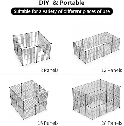 Small Animal Playpen, Guinea Pig Cages, Pet Playpen, Rabbit Cage,Small Animal Cage, Puppy Kitten Dog Playpen, Indoor Outdoor Portable Metal Wire Yard Fence,15 X 12 Inch, 16 Panels, Black.