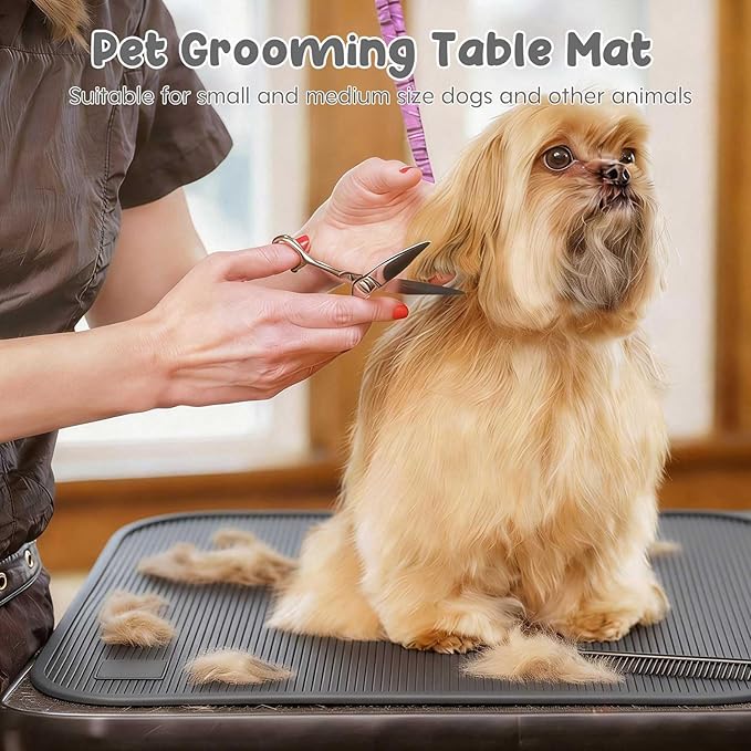 Dog Grooming Table Mat Pad Non Slip，Silicone Durable Premium Non-Slip Dog Bath Mat，Slip Mat - Bathing Mat for Pets，22.45inchX15.75inch (Dark Grey)