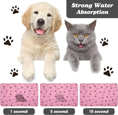 Dog Food Mats,Cat Absorbent Water Bowl Feeding Mats Pet Placemats for Food and Water Spot 16 * 24 inch