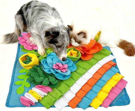 Snuffle Mat for Dogs, 15.4''*15.4'' for Small & Medium, Fleece Mentally Stimulating Toys for Dogs Cats Rabbits, Helps Control Eating Speed and Train Scent Detection (Lightweight Style)