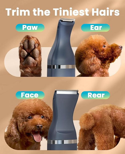 oneisall Dog Clippers with Double Blades,Cordless Small Pet Hair Grooming Trimmer,Low Noise for Trimming Dog's Hair Around Paws, Eyes, Ears, Face, Rump (Teal)