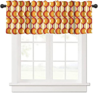 Retro Geometric Pattern Valance Curtains, Vintage 1970S Groovy Bauhaus Mid Century Modern Window Curtain Valance for Bedroom Living Room Kitchen 54x18inch