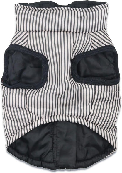 Striped Dog Coats Warm Winter Puppy Jackets with D-Rings Jacket for Small Dogs, XL, Striped