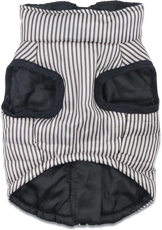 Striped Dog Coats Warm Winter Puppy Jackets with D-Rings Jacket for Small Dogs, XS, Striped