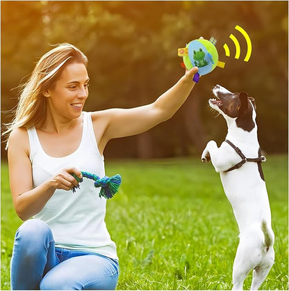 Squeaky Balls for Dogs, 12CM Dog Soccer Ball with Straps & Bell Inside for Tug of War Easy to Carry, Plush Soft Dog Toys for Small/Medium Breed, Kill Time Keep Busy (Green)