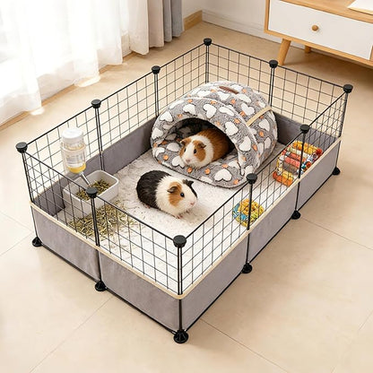 YUEPET Guinea Pig Bed Cuddle Cave Warm Fleece Cozy House Bedding Sleeping Cushion Cage Nest for Small Animal Squirrel Chinchilla Hedgehog Cage Accessories(White Heart