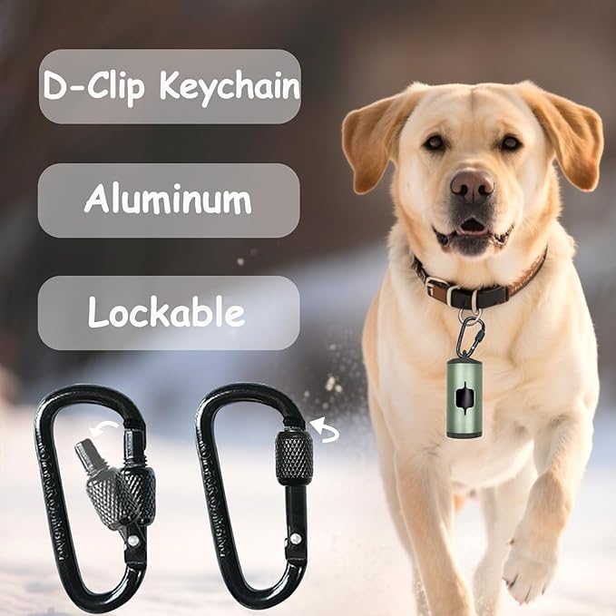 Metal Dog Poop Bag Holder w/Leash Clip|Durable Scratch-Resistant Aluminum|15 Bags+3 Accessories(Pink)