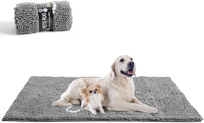 AROGAN Indoor Door Mat Entryway Rug Traps Mud and Water, Chenille Doormat for Muddy Shoes and Dog Paws, Machine Washable Doormat, Front Door Mat, Busy Area Dog Rugs for Floors, Entrance, 20x32 Grey
