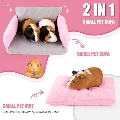 Guinea Pig Couch - Guinea Pig Sofa, Removable Cushioned Pillow, Stuffed Arms and Back, Super Cozy, Ideal Bed for Small Pets