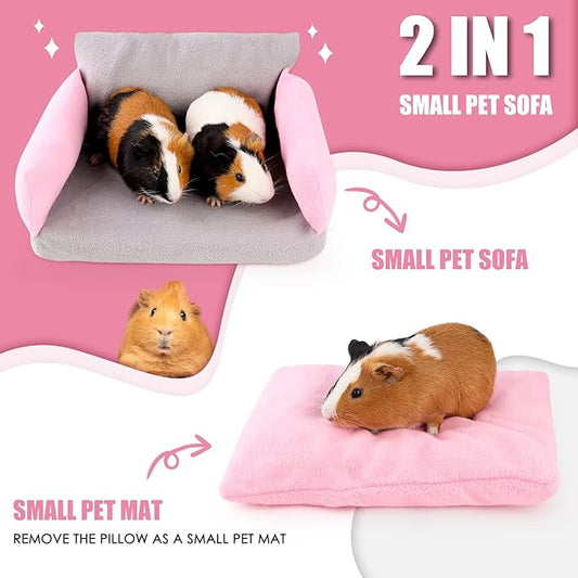 Guinea Pig Couch - Guinea Pig Sofa, Removable Cushioned Pillow, Stuffed Arms and Back, Super Cozy, Ideal Bed for Small Pets