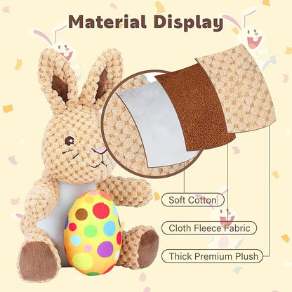 Rypet Stuffed Dog Toys Easter Bunny Dog Toy with Egg,Squeaker Plush Pet Toy with Crinkle Paper Interactive Durable Puppy Chew Toys Dogs Easter Gift for Medium Small Dogs