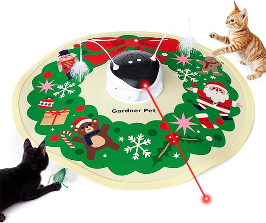 Gardner Pet Interactive 5in1 Cat Toys Chargeable,Moving Feather,Laser Pointer,Track Ball,Hide and Seek,Real Bird Sing,Touch/Sound Activated Cat Kitten Toy Exercise Toys for Indoor Bored Cats, 600mAh