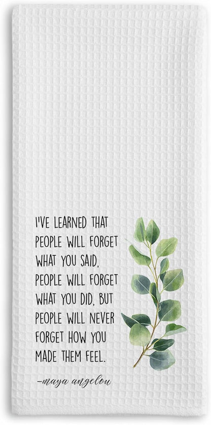 Inspirational Kitchen Hand Towel, Hostess Gift for Women, Christian Quote Waffle Weave Towel, Faith Decor Accent for Kitchen or Bathroom