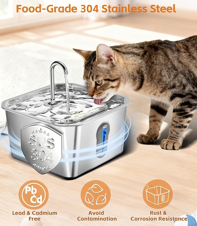 4L Large Cat Water Fountain for Multiple Cats with 4 Filters Pet Water Fountain for Cats Quiet Indoor Pets Dog Small Animal Automatic Dog Water Dispenser for Drinking Watering Supplies