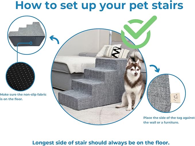 Best Pet Supplies Dog Stairs for Small Dogs & Cats, Foam Pet Steps Portable Ramp for Couch Sofa and High Bed Non-Slip Balanced Indoor Step Support, Paw Safe No Assembly - Dark Brown, 5-Step