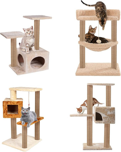 4 PCS M8 Cat Scratching Post Replacement, 15.7 x 3.1 Inches Cat Tree Replacement Post Jute Pole for Indoor Cats with M8 Screws, for Kitten Tree Tower Spare Cat Furniture Accessories