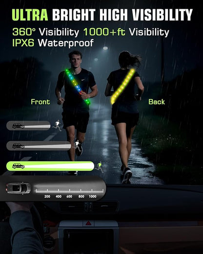 Zacro LED Reflective Sash Light Up Vest for Night Walking with 5 Colors & 3 Light Modes, Rechargeable High Visibility Neon Safety Gear for Men Women Dog Walking