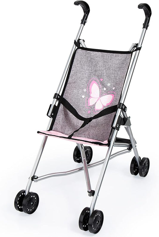 Bayer Doll Umbrella Stroller for Toddlers Foldable Grey 18-Inch, Easy Storage Lightweight Portable