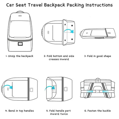 Car Seat Travel Bag,Padded Car Seats Backpack with Steel Cable Handle and Reflective Stripes, Large Durable Carseat Carrier Bag,Airport Gate Check Bag,Infant Seat Travel Bag with Shoulder Strap,Black