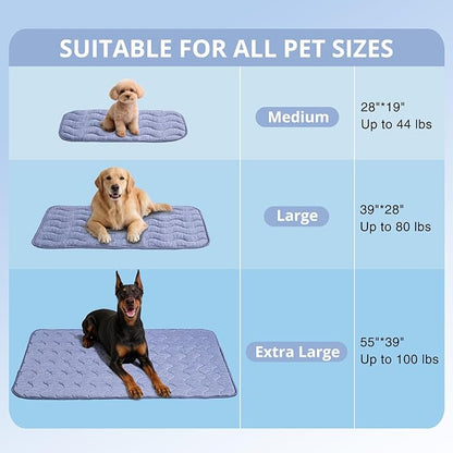 Dog Cooling Mat, Double-Sided Cooling Pet Pad, 28" x 19" Arc-Chill Cool Fiber & Q-MAX>0.45, Soft Breathable Pet Bed for Couch, Crate & Car, Foldable & Washable Summer Pet Blanket - M