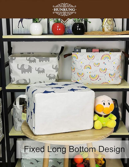 HUNRUNG Rectangle Storage Basket Cute Canvas Organizer Bin for Pet/Children Toys, Books, Clothes Perfect for Rooms/Playroom(Shark)