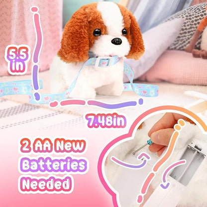 Tagitary Plush Toys Puppy Electronic Toy Walking and Barking Dogs,Tail Wagging Fake Dog Interactive Dog Toy for Kids with Leash,Easter Christmas Birthday Gift for Toddlers Kids