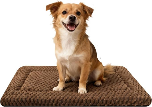 Dog Bed Mat,Reversible & Ultra Soft Kennel Pad-Machine Washable Pet Bed for Dogs & Cats-All-Weather Crate Liner for Crates,Carriers & Travel (Dark Brown, 30" L x 20" W x 1.5" Th)