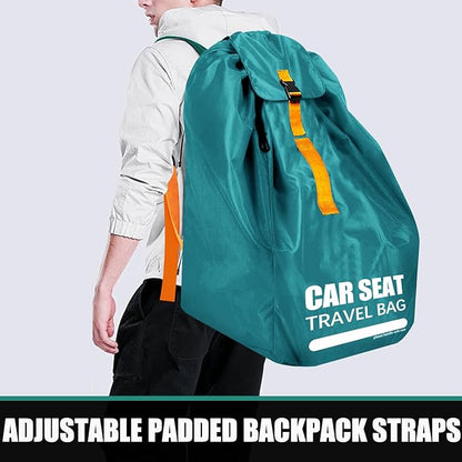 Car Seat Travel Bag for Airplane, Large Car Seat Bags for Air Travel with Padded Straps, Gate Check Storage Bag/Backpack for Car Seat Airport, Carseat Cover Travel - Baby Travel Essentials for Flying