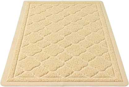 WePet Cat Litter Box Mat, Kitty Premium PVC Pad, Durable Trapping Rug, Phthalate Free, Urine-Resistant, Scatter Control, L 35 x 23 Inch, Beige
