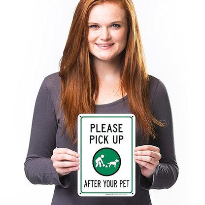 Clean Up After Your Dog Sign, Please Pick Up After Your Pet Sign, 10x7 Inches, Rust Free .040 Aluminum, Fade Resistant, Made in USA