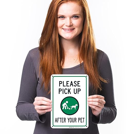 Clean Up After Your Dog Sign, Please Pick Up After Your Pet Sign, 10x7 Inches, 55 mil Thick HDPS (high Density polystyrene), Made in USA