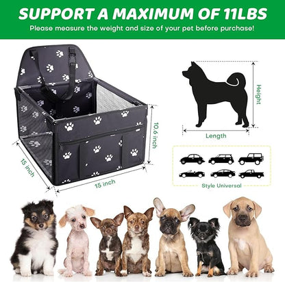 Small Dog Car Seats for Small Dogs,Portable Puppy/Pet Car Booster Seat with Clip-On Leash and Mesh Window for Pet Up to 11 lbs