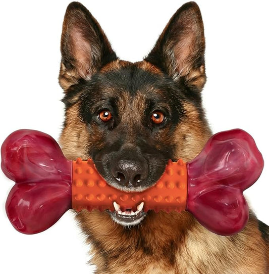 Apasiri Dog Toys for Aggressive Chewers Peanut Butter Flavored, 8" Tough Dog Chew Bone, Nylon & Rubber Chew Toy, Dog Bone Toy for Large Medium Breed 20-80lbs